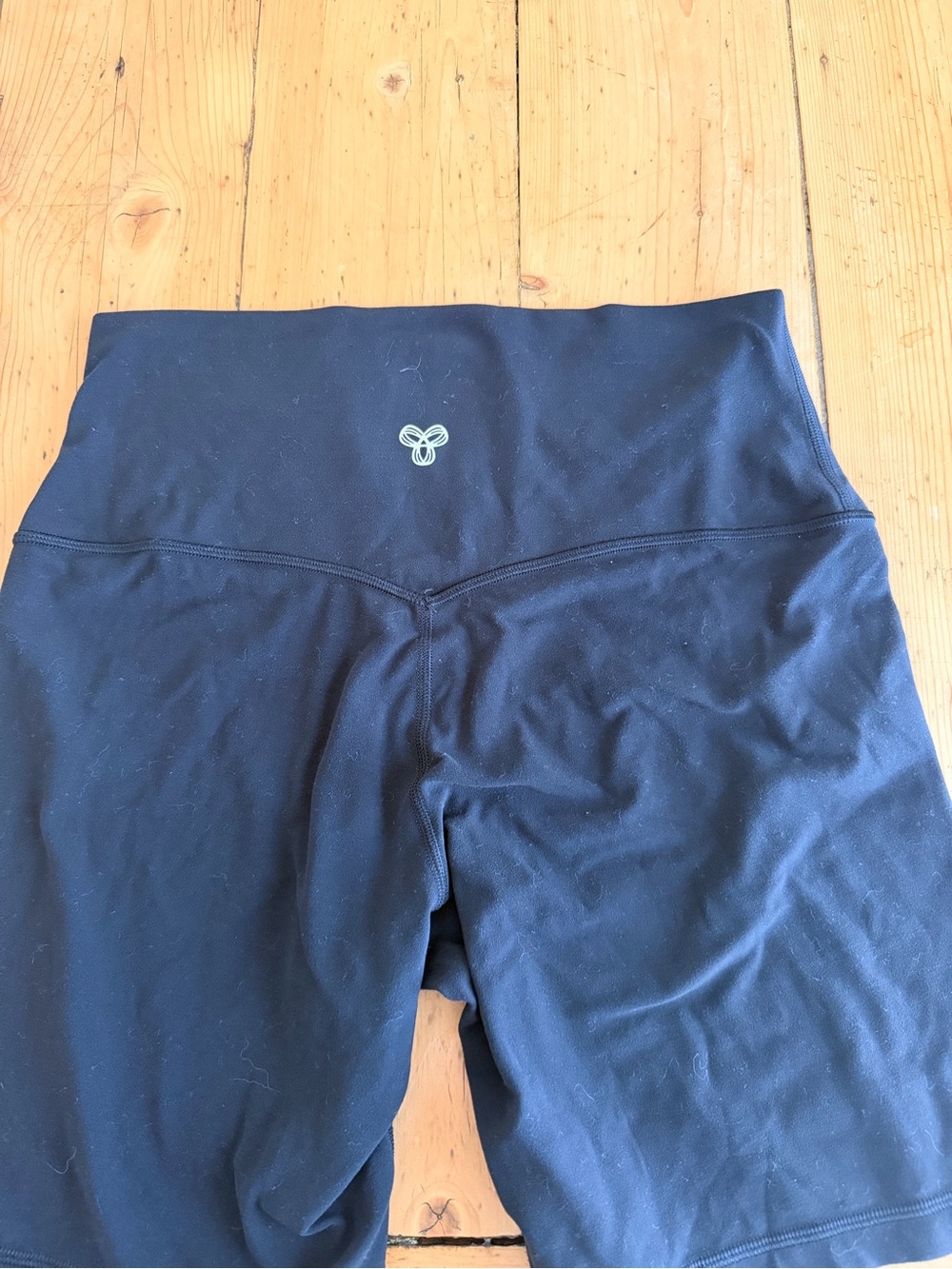 Aritzia Black Athletic Bike Shorts with Small Green Logo